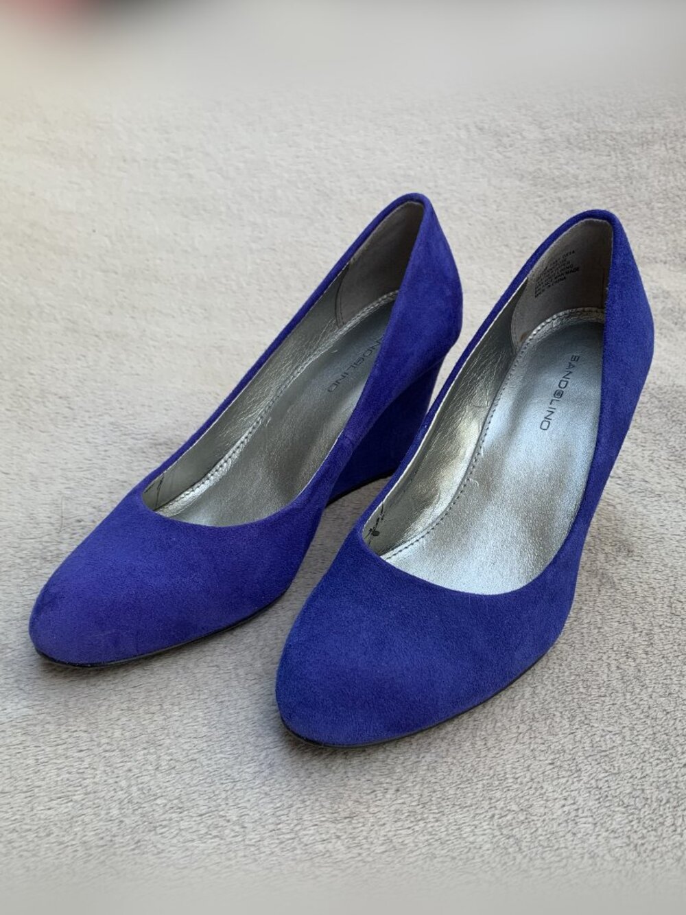 Bandolino Transpose Blue Suede Demi Wedges Sz 7.5
